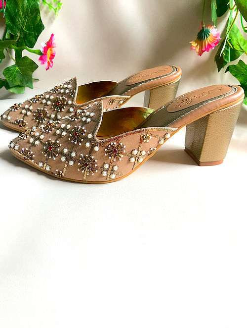 Gold Nakshi Block Heels