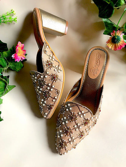 Gold Nakshi Block Heels