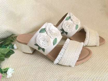 Rose Jute Block Heels