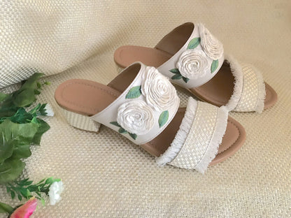 Rose Jute Block Heels