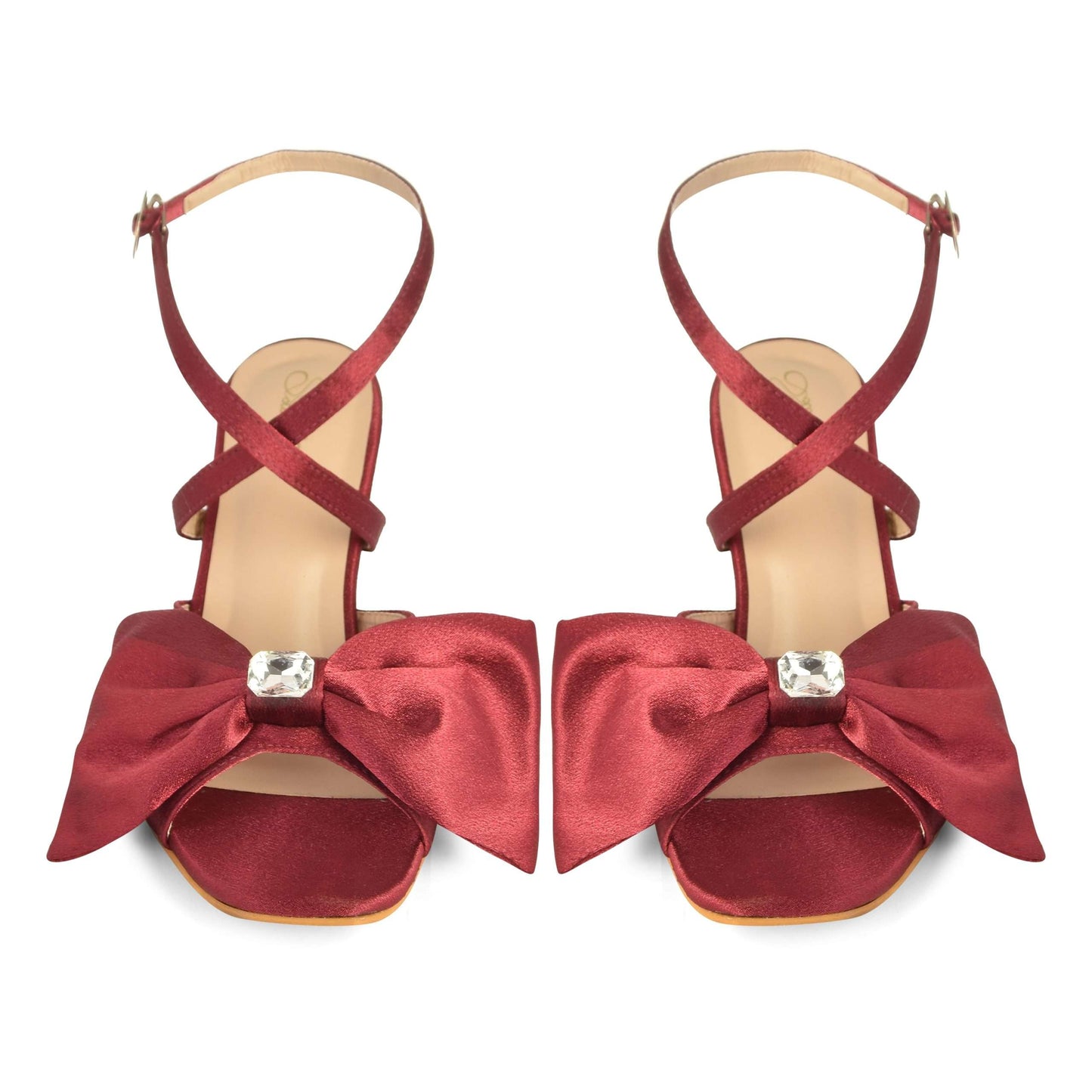 Solid Maroon Satin Pauliene Pencil Heels