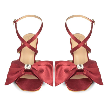 Solid Maroon Satin Pauliene Pencil Heels