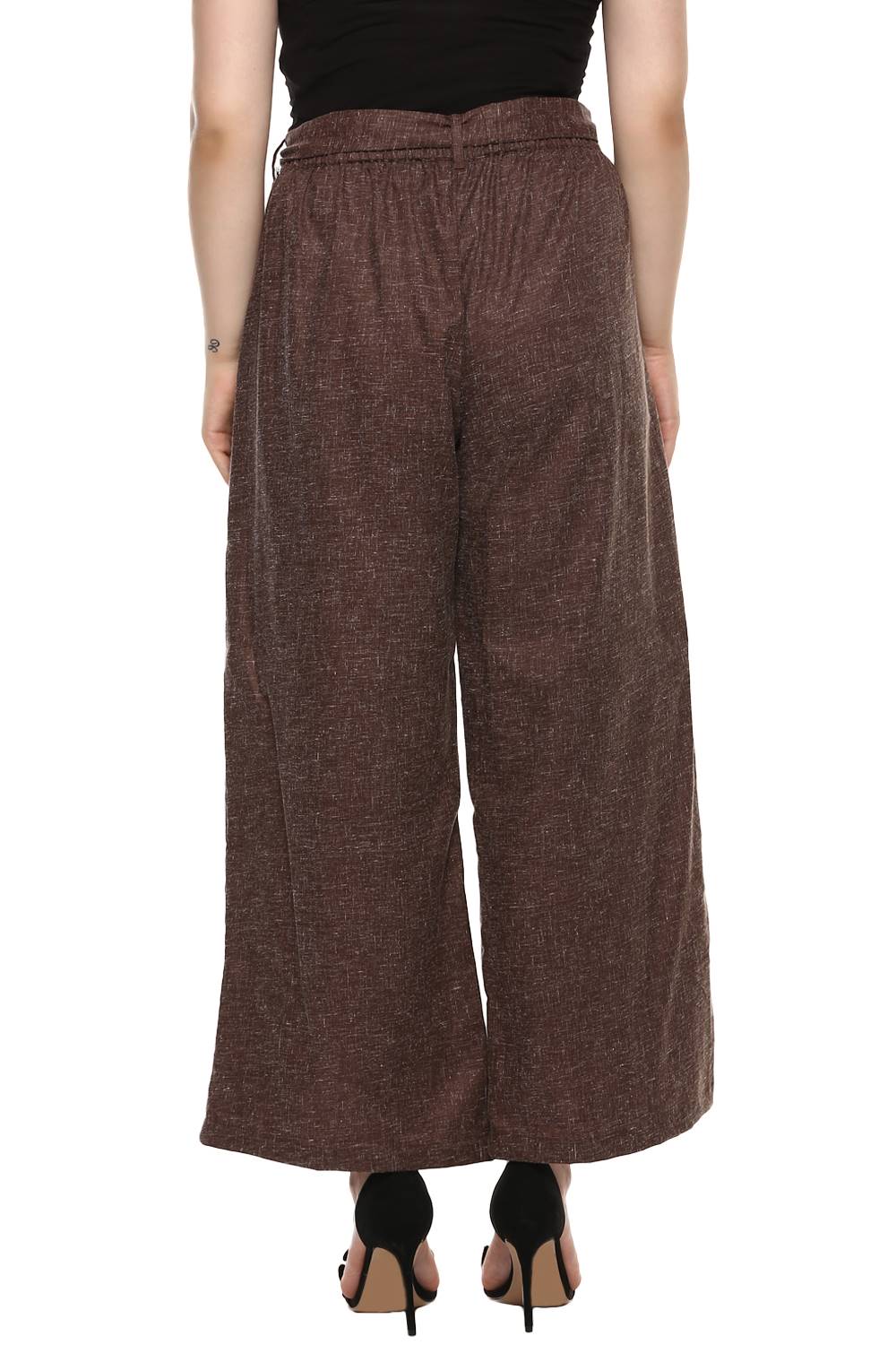 Plus Size LASTINCH Brown Linen Palazzo