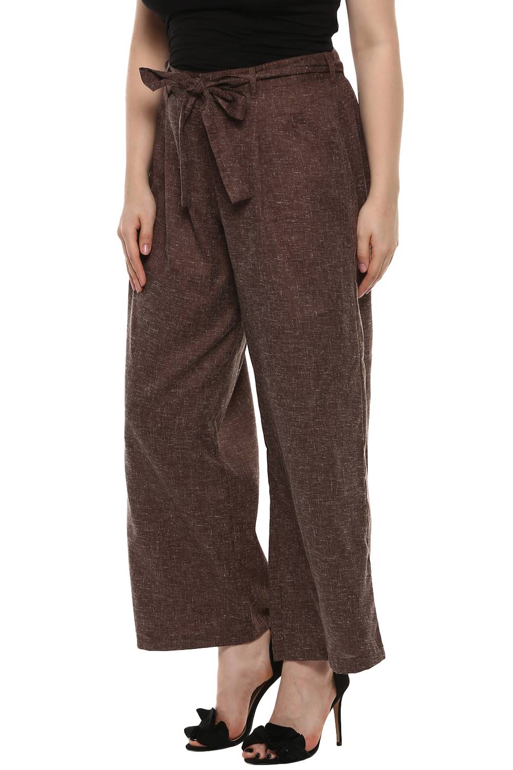 Plus Size LASTINCH Brown Linen Palazzo