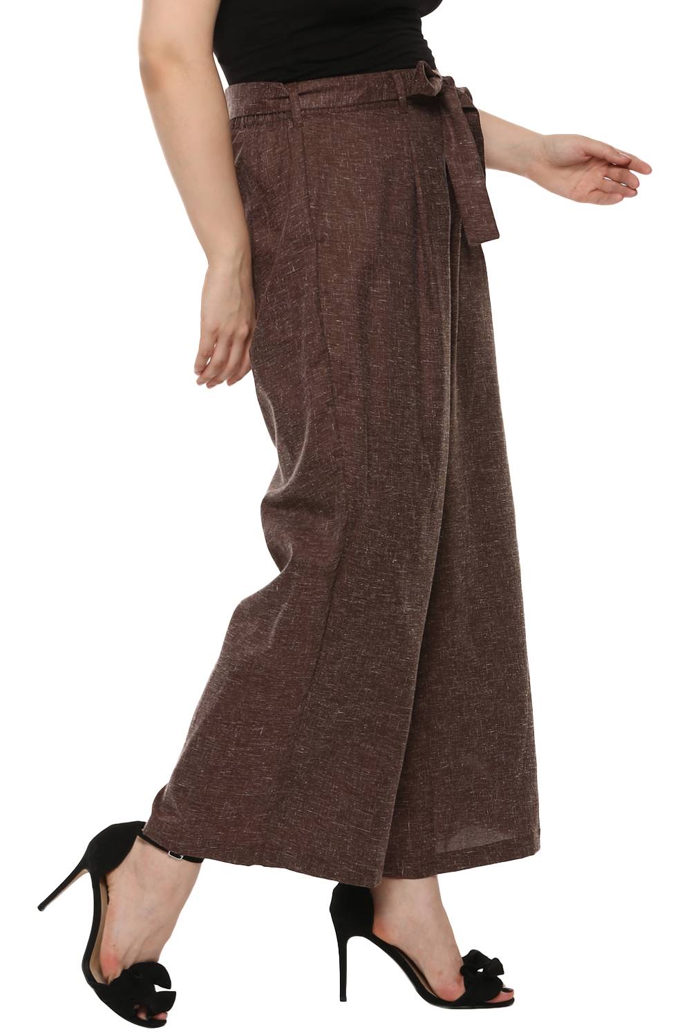 Plus Size LASTINCH Brown Linen Palazzo