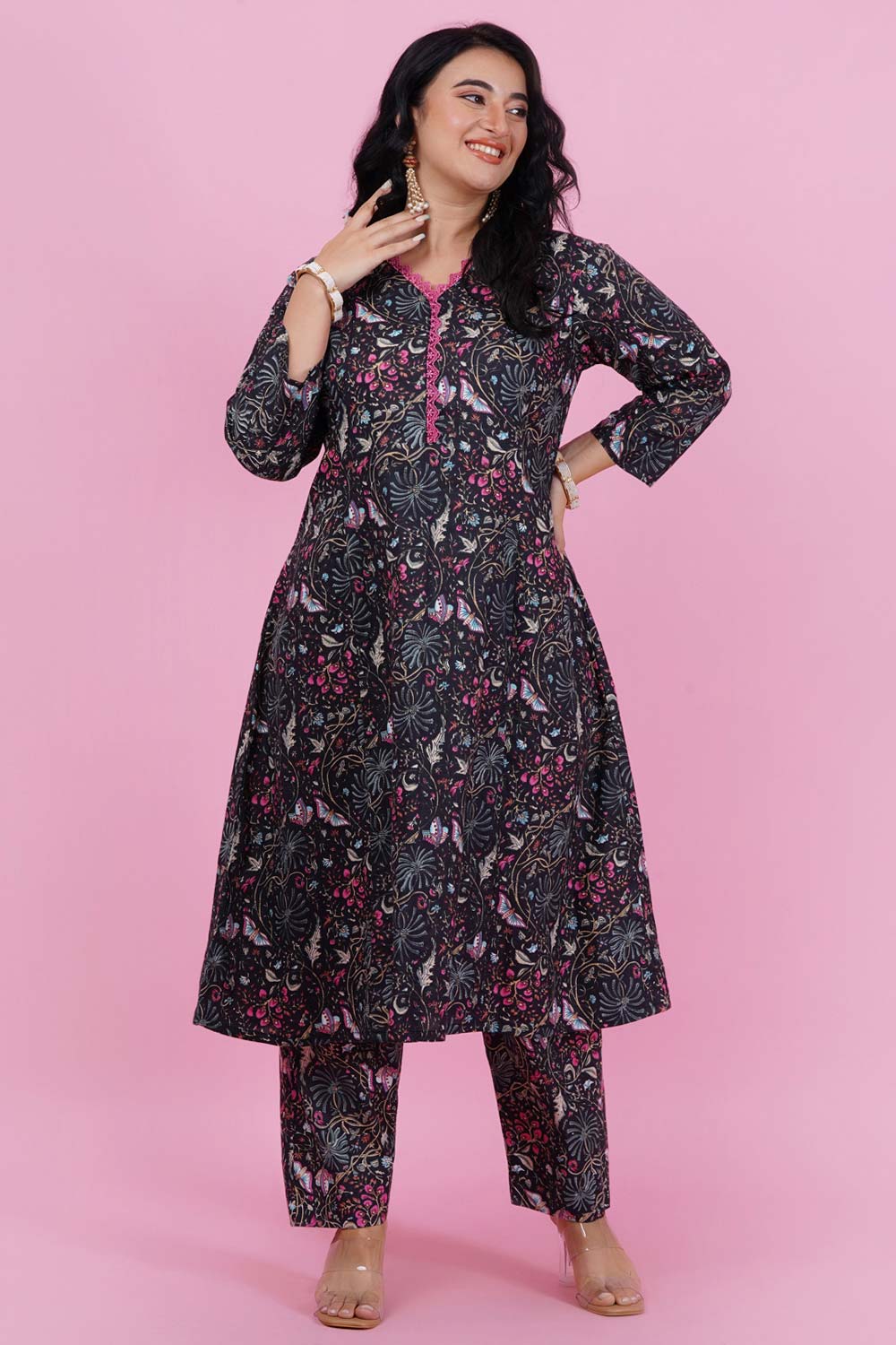 Mystic Black Princess Cut Kurta Set