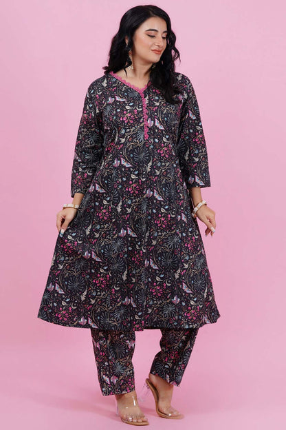 Mystic Black Princess Cut Kurta Set