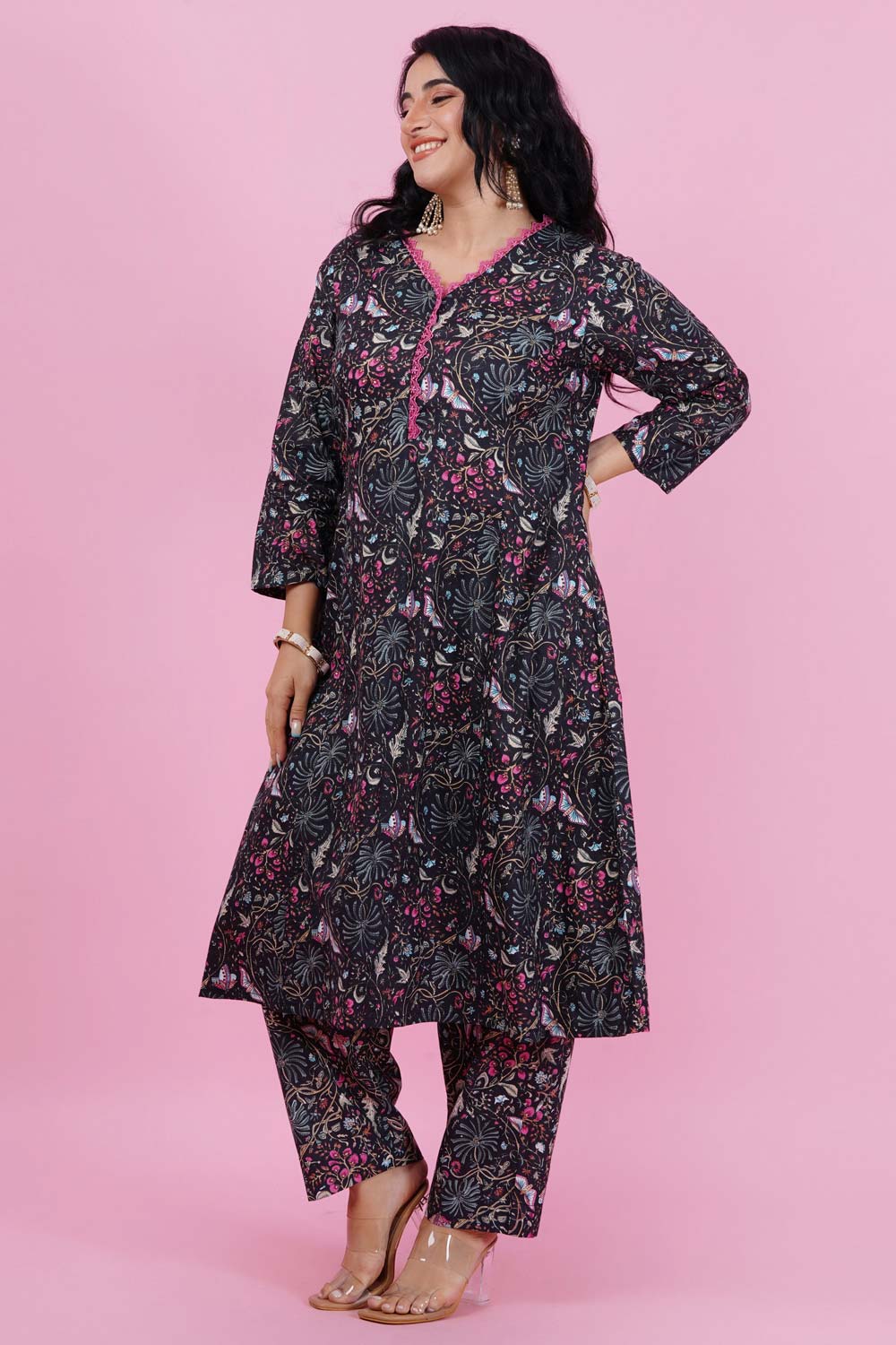 Mystic Black Princess Cut Kurta Set