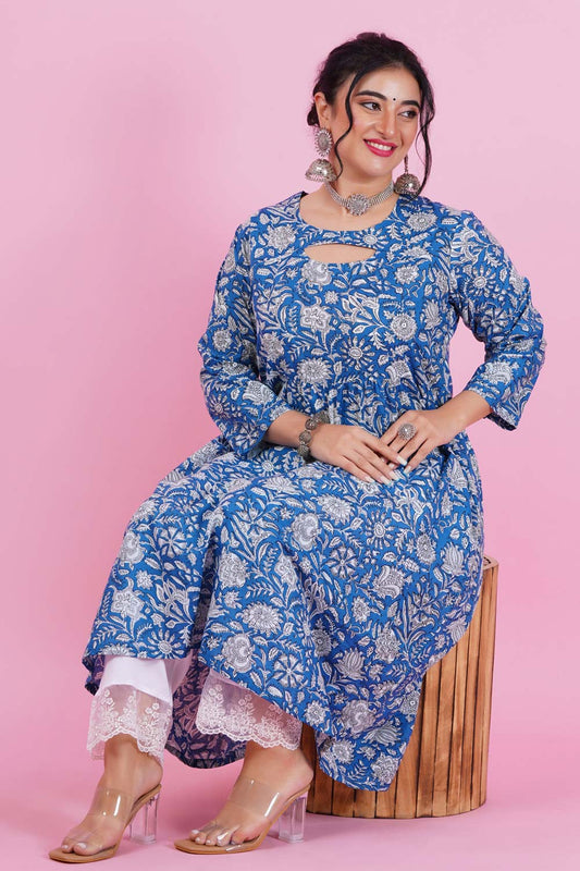 Blooming Blue Anarkali Set