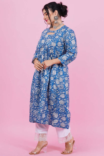 Blooming Blue Anarkali Set