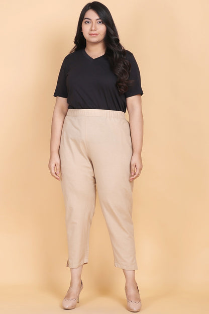 Cotton Beige Narrow Pant