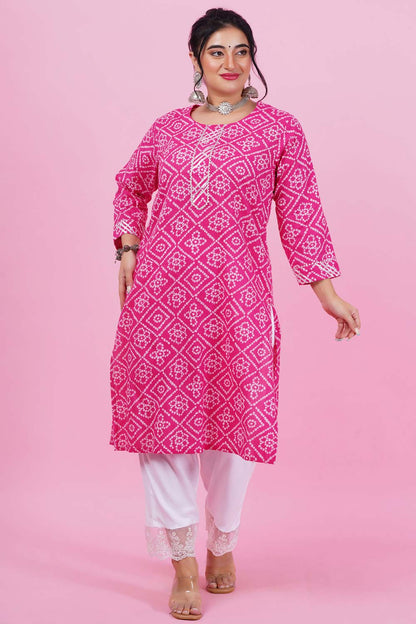 Sparkle Pink Bandhani Cotton Kurta