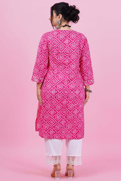 Sparkle Pink Bandhani Cotton Kurta