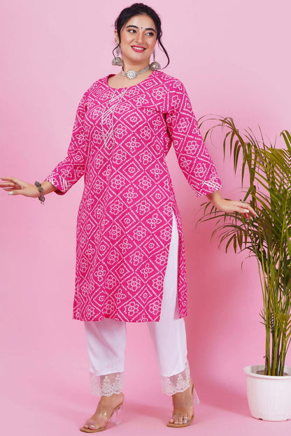 Sparkle Pink Bandhani Cotton Kurta