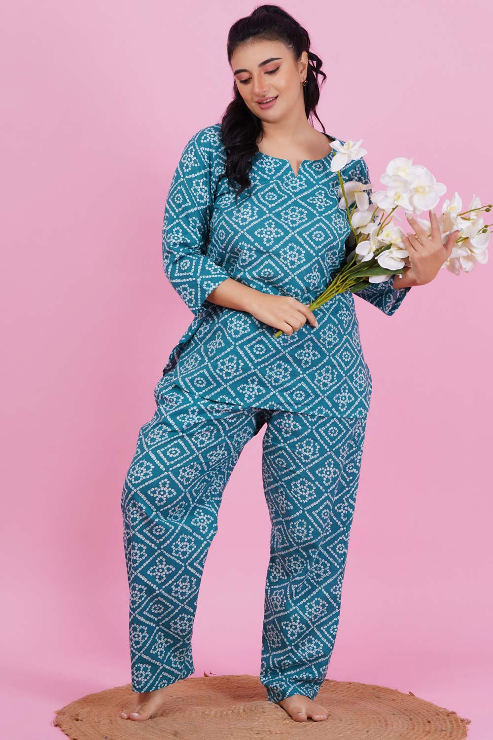 Aqua Aura Bandhani Nightsuit Set