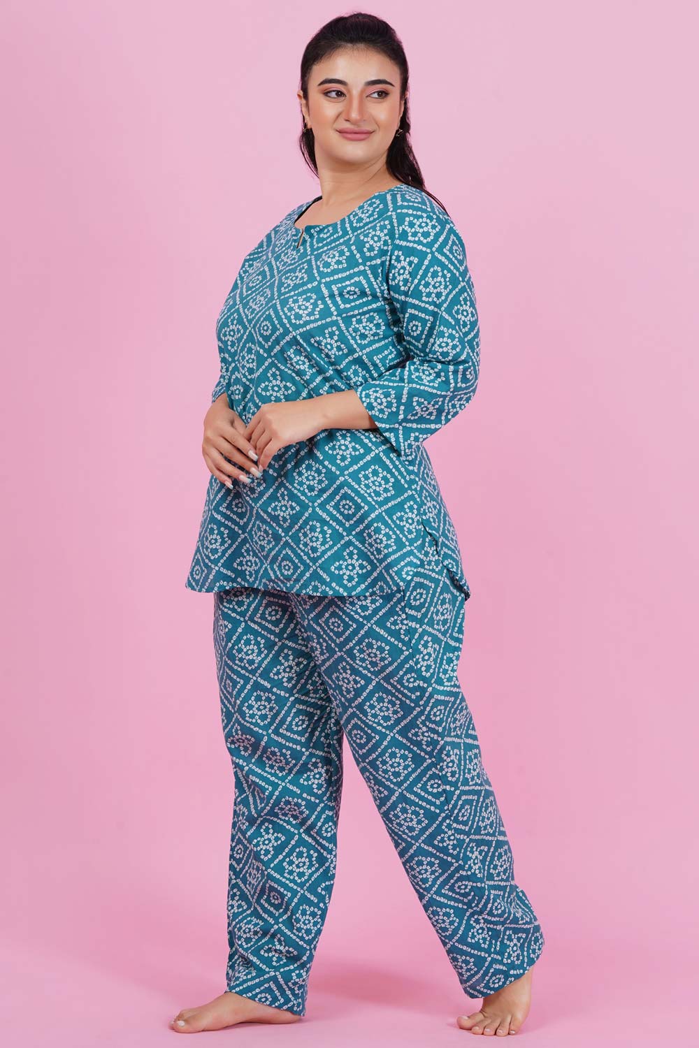 Aqua Aura Bandhani Nightsuit Set