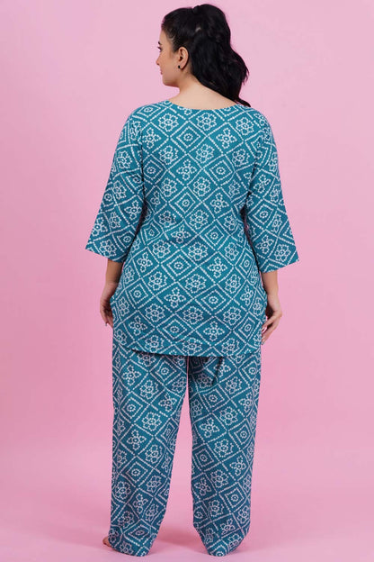 Aqua Aura Bandhani Nightsuit Set