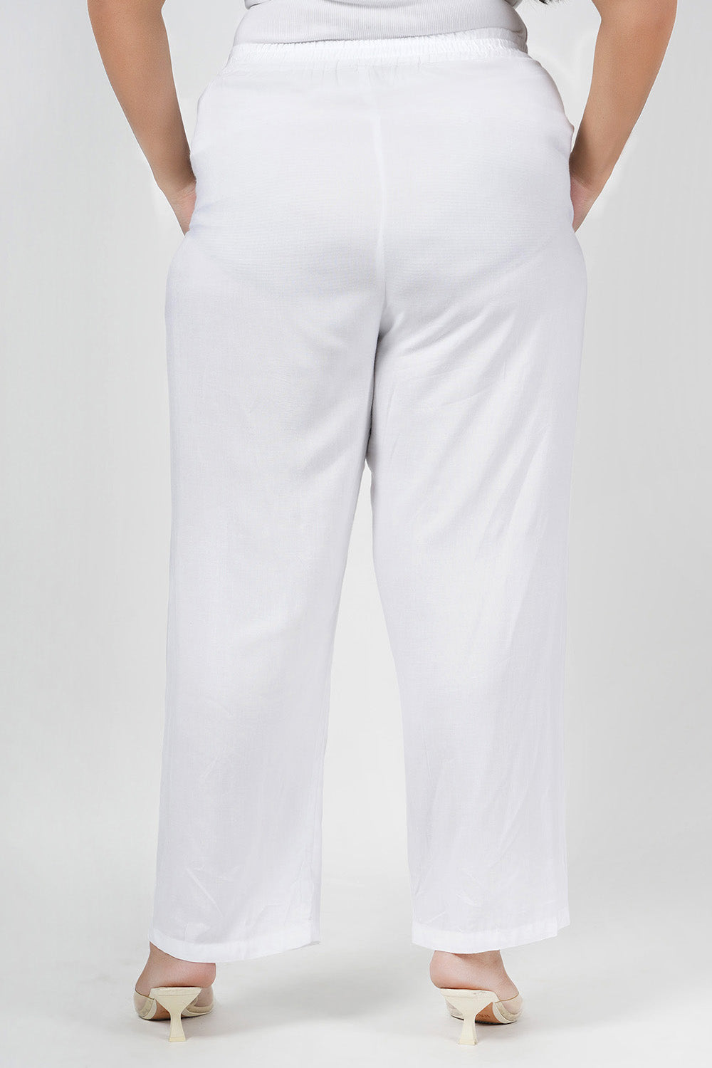 Shell White Solid Trouser