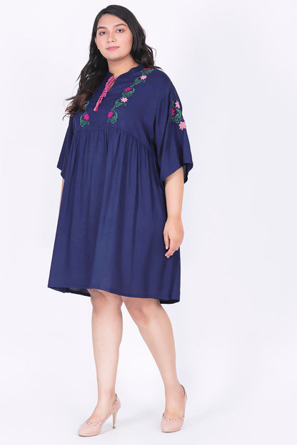 Blue Embroidered Dress