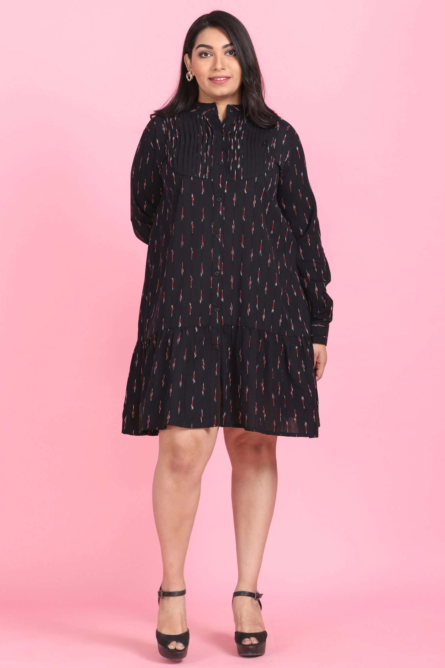 Ikkat Modest Shirt Dress