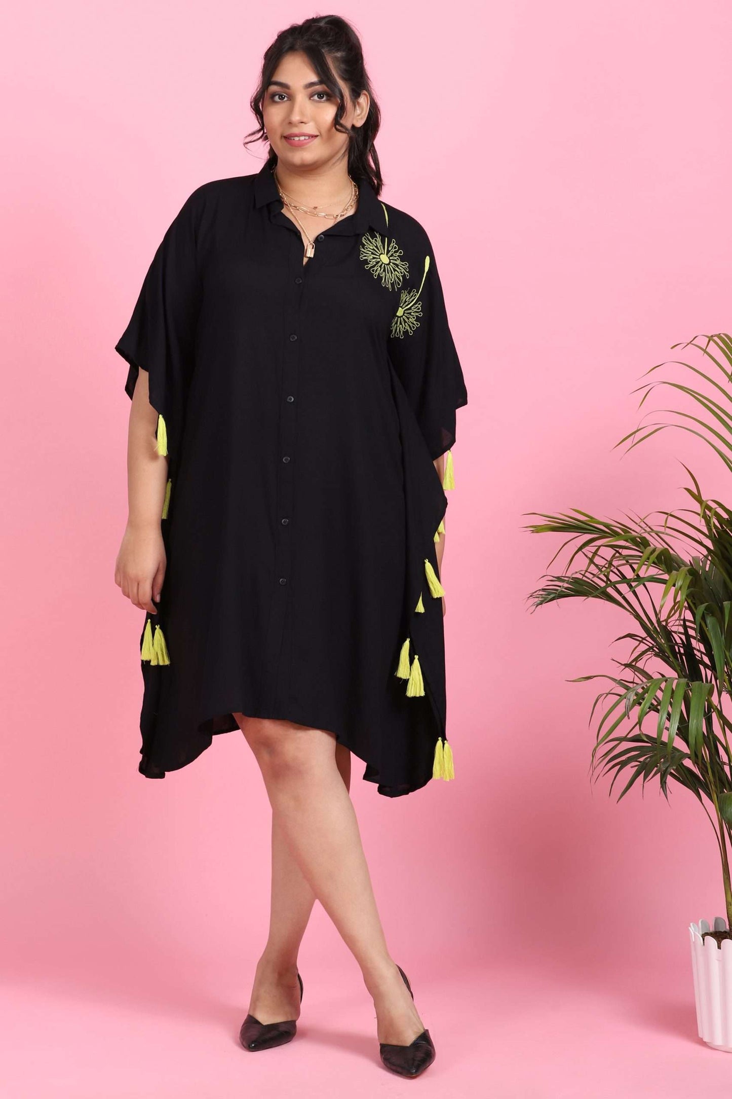 Kaftan With Neon Embroidery