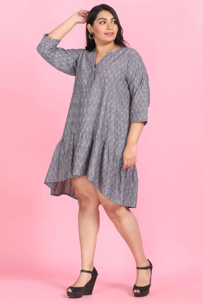 Grey High Low Ruffle Dress