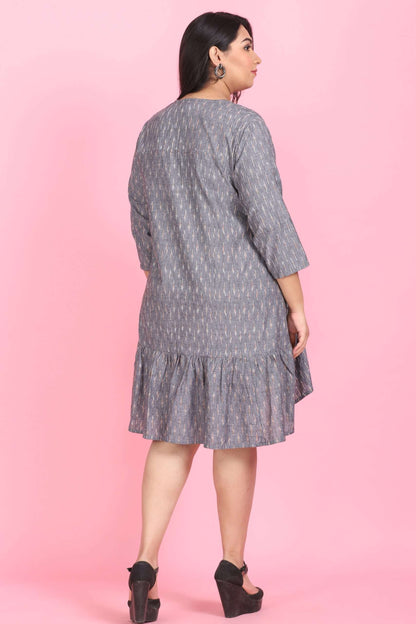 Grey High Low Ruffle Dress