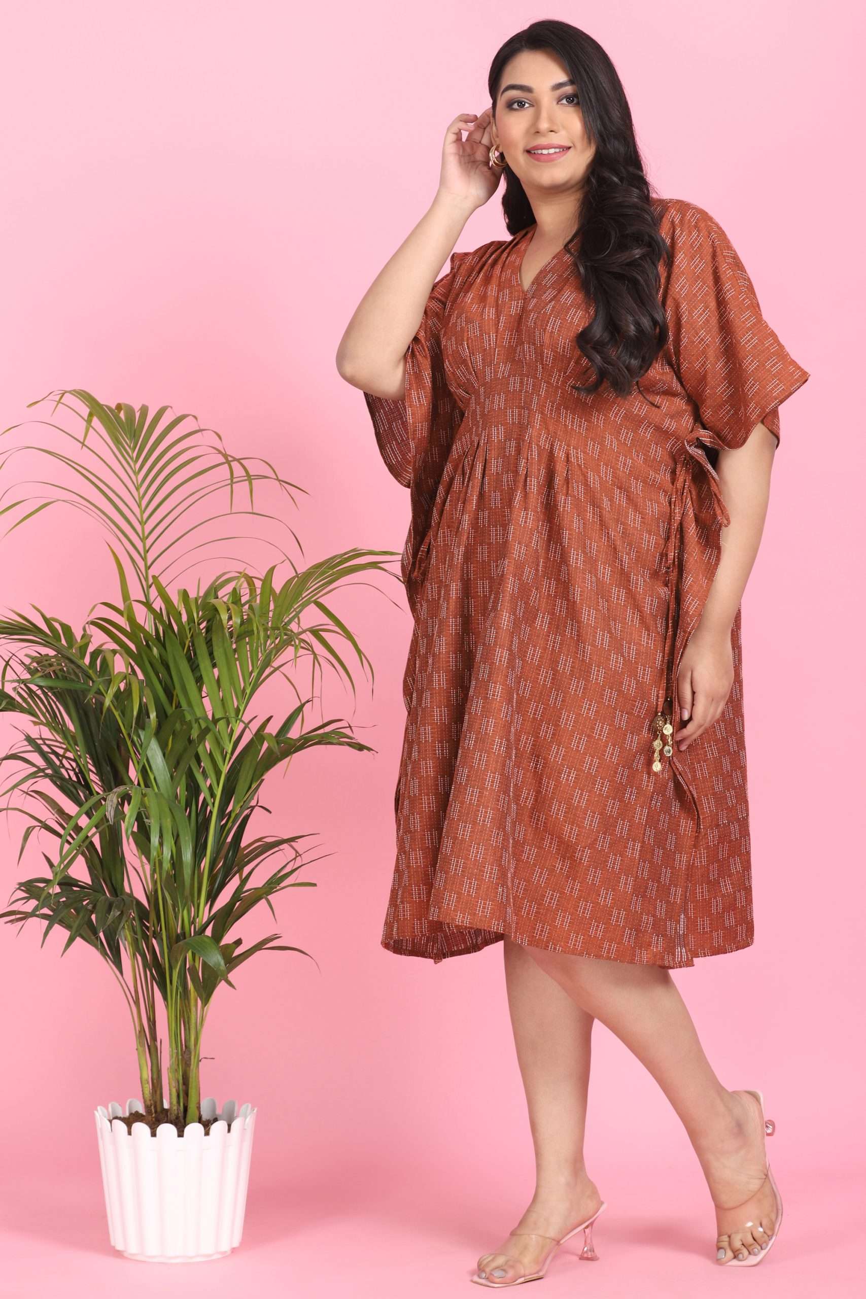 Brown Pleated Kaftan