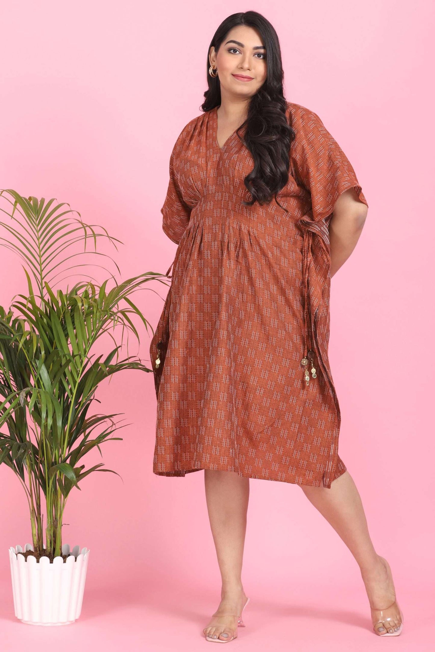 Brown Pleated Kaftan