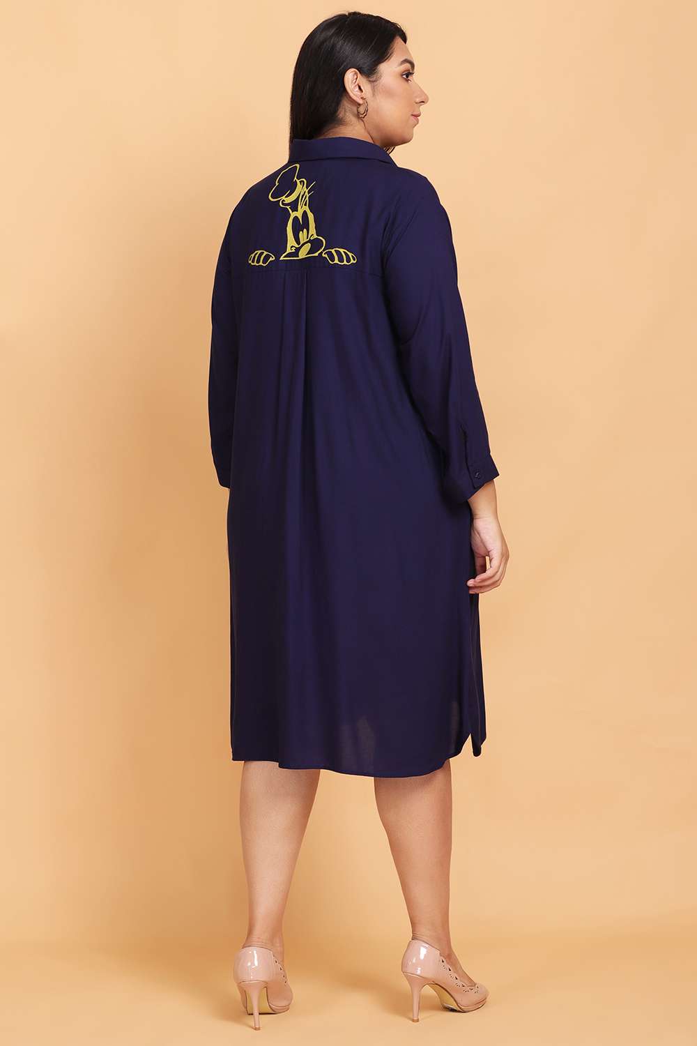 Goofy Embroidered Shirt Dress