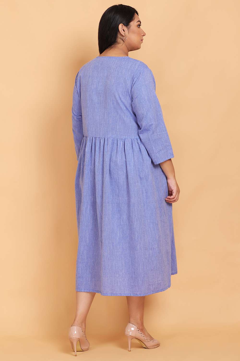 Blue Chambray Embroidered Dress