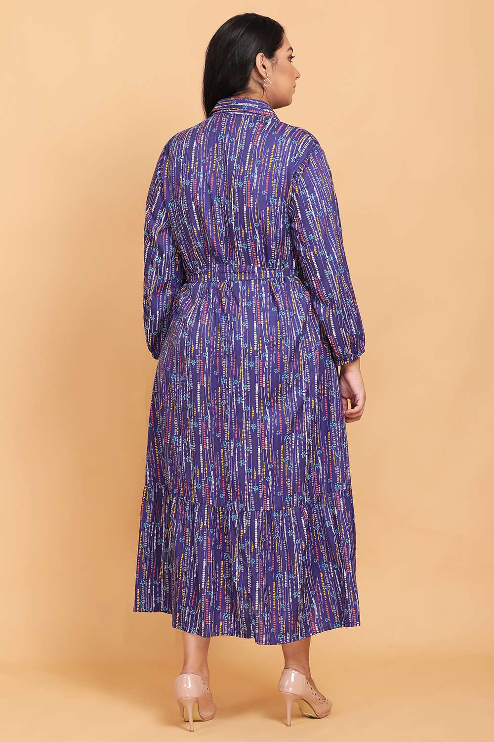 Ruffle Blue Printed Maxi Dress