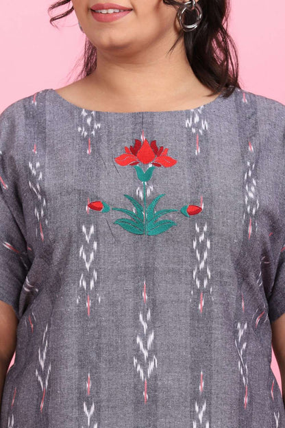 Ikkat Embroidered Freestyle Dress