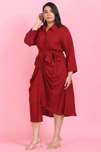 Steezy Maroon Cowl Dress