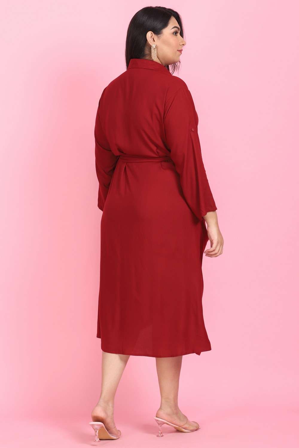 Steezy Maroon Cowl Dress