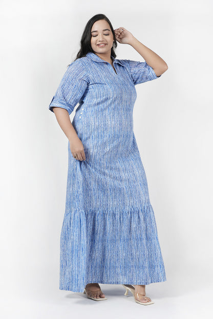 Fluttering Blue Stripes Maxi Dress