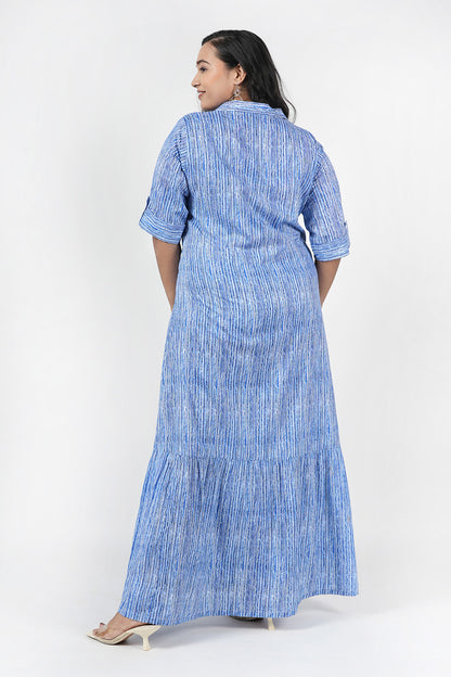 Fluttering Blue Stripes Maxi Dress