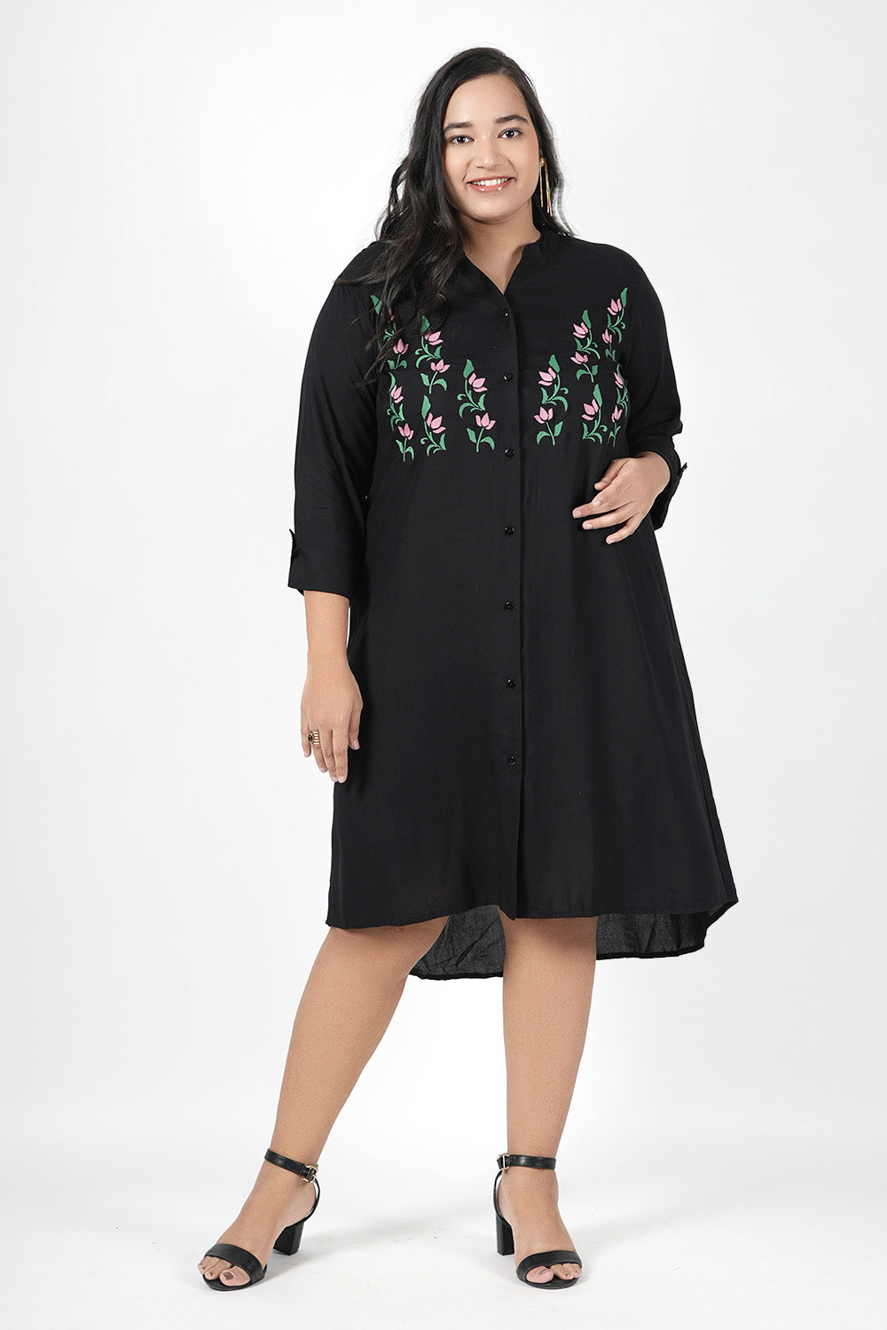 Chic Black Embroidered Dress