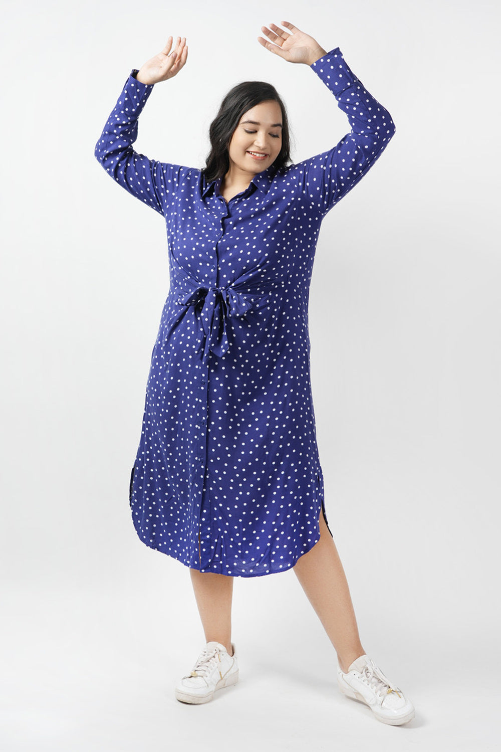 Summer Swiss Dotted Cowl Dress