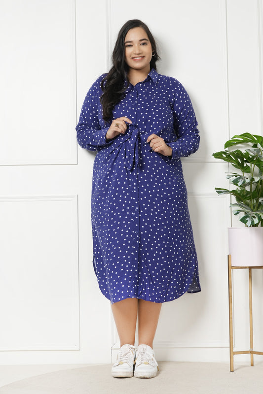 Summer Swiss Dotted Cowl Dress