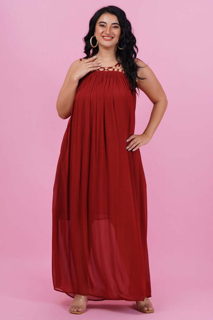 Rust Red Georgette Gown