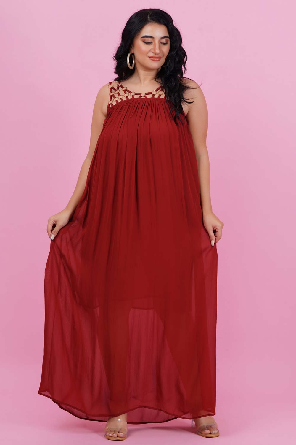 Rust Red Georgette Gown