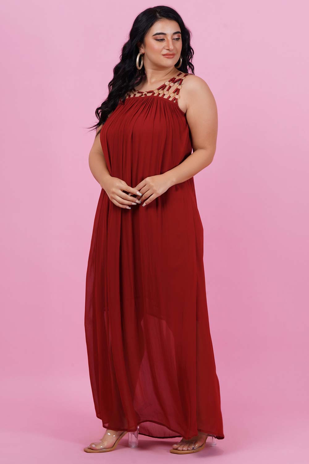 Rust Red Georgette Gown