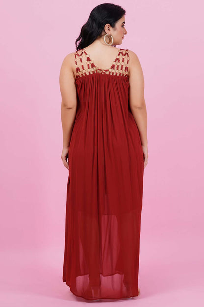 Rust Red Georgette Gown