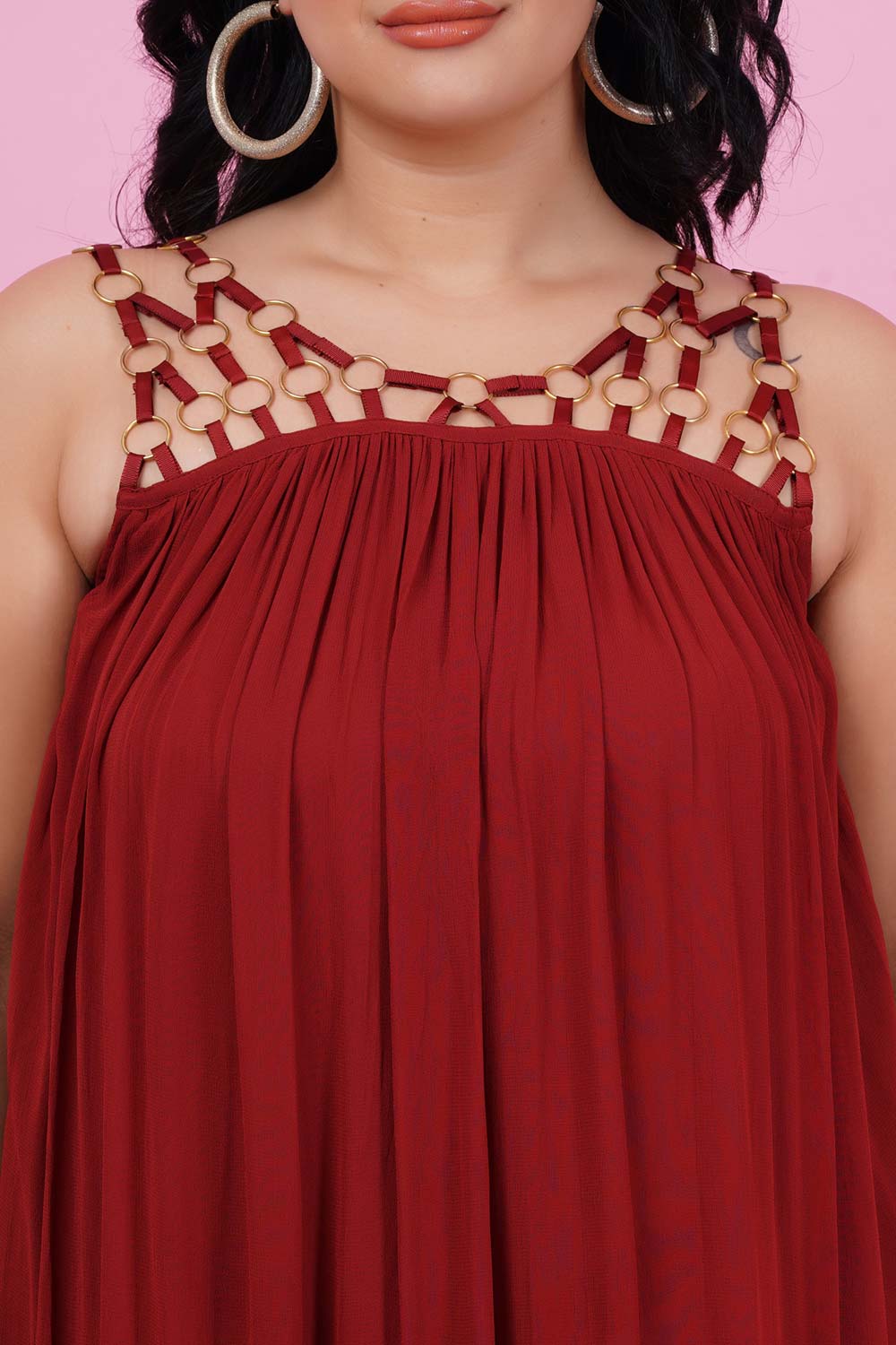 Rust Red Georgette Gown