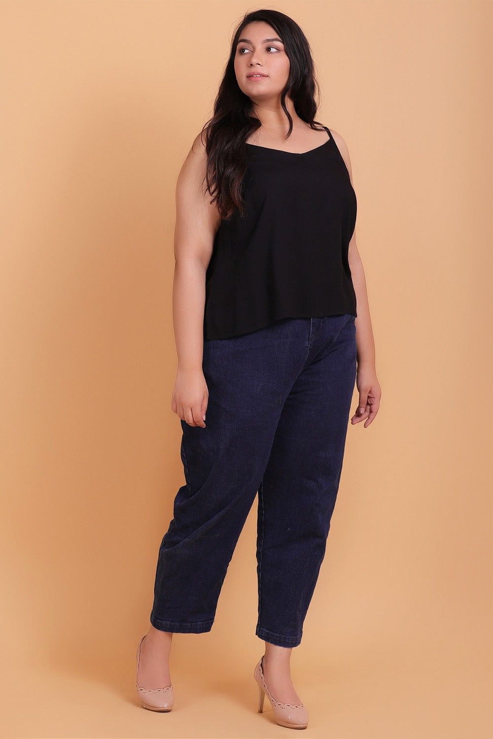 Black T-Shirt Length Camisoles