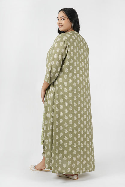 Grace Green Printed Jacket Maxi Dress