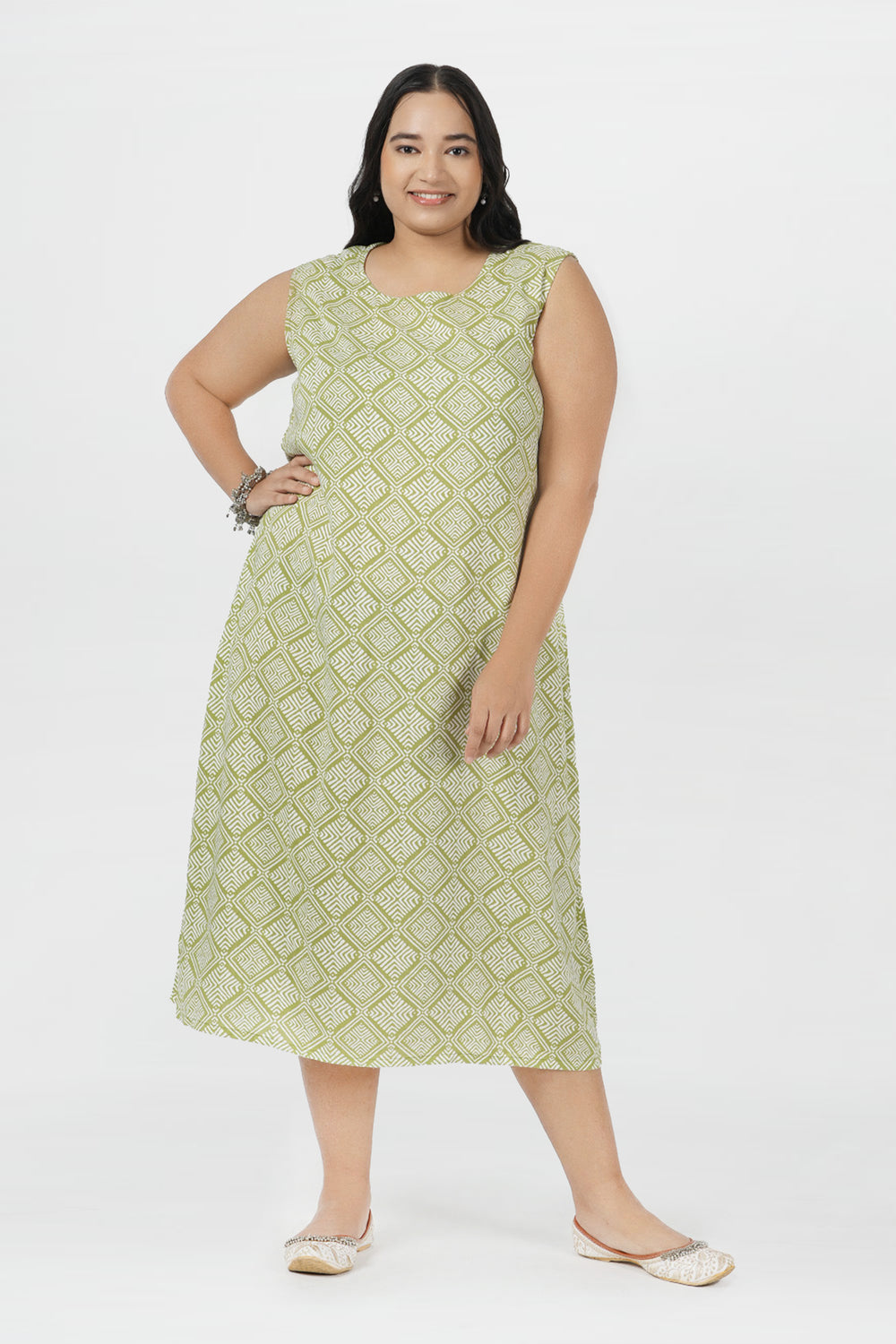 Grace Green Printed Jacket Maxi Dress