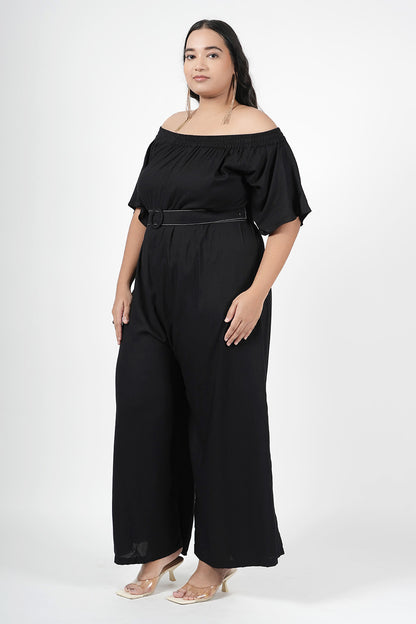 Midnight Black Off-Shoulder Jumpsuit