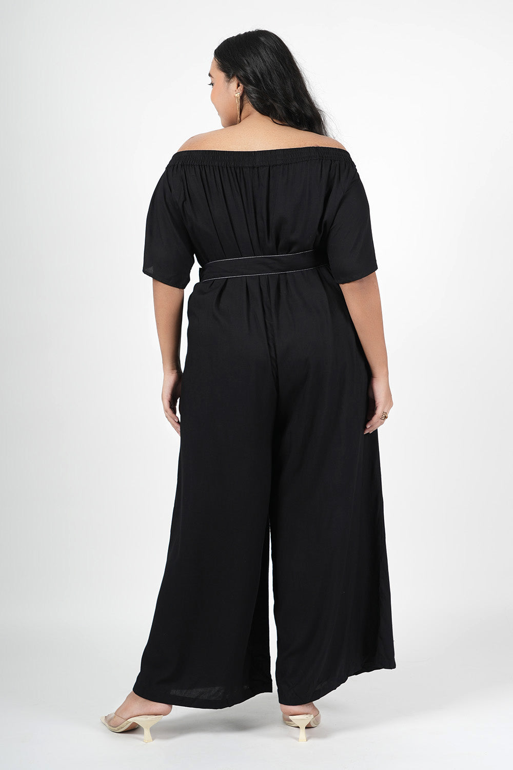 Midnight Black Off-Shoulder Jumpsuit